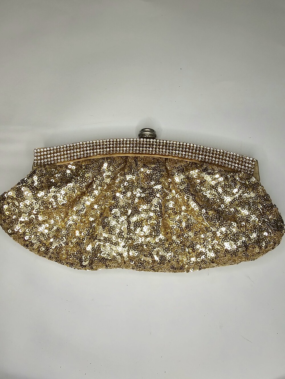 Scarleton Gold Sequin Clutch Rhinestone Crystal Clasp With 2 Chains Crossbody